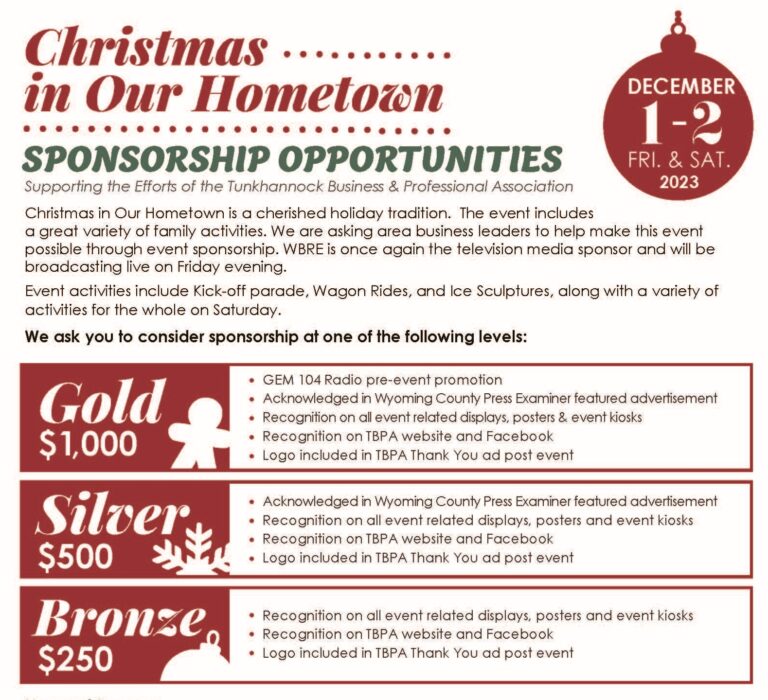 Christmas In Our Hometown Tunkhannock Business & Professional Association